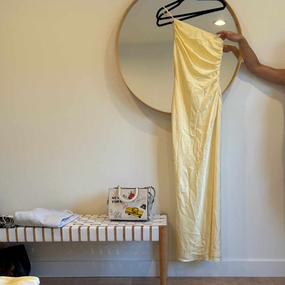 La Lune One Shoulder Cowl Back Maxi Dress - Lemon